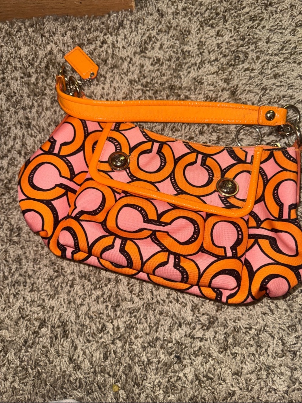 Coach Poppy Groovy Shoulder Bag Pink Orange Pop Art Melon C’s Y2K - Picture 13 of 16